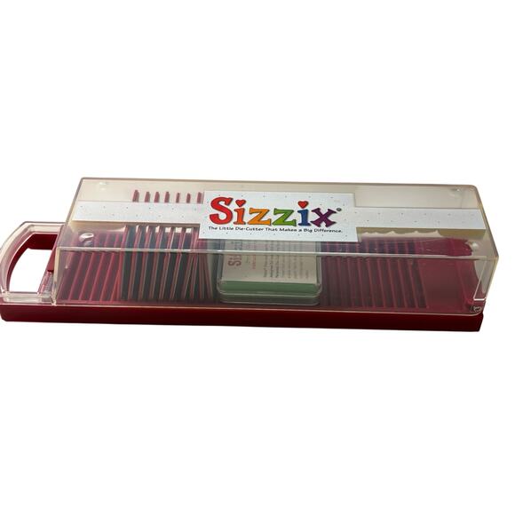 Sizzix Sizzlits Case & 11 Cutting Dies Craft Punches Shells Cowboy Flower Cloud - Picture 1 of 6